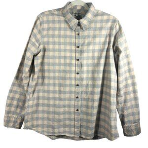 Natural Basix Men's Large Cotton Button-Up Plaid Long Sleeve Shirt